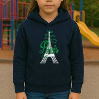 Paris Script Eiffel Tower French France Kids Hoodie