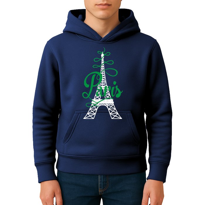 Paris Script Eiffel Tower French France Kids Hoodie