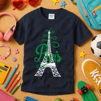 Paris Script Eiffel Tower French France Kids T-Shirt