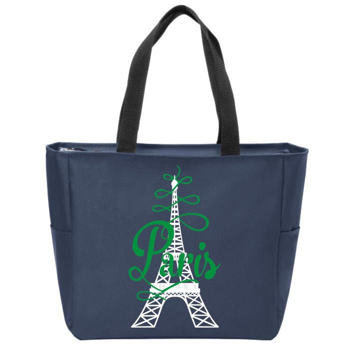 Paris Script Eiffel Tower French France Zip Tote Bag