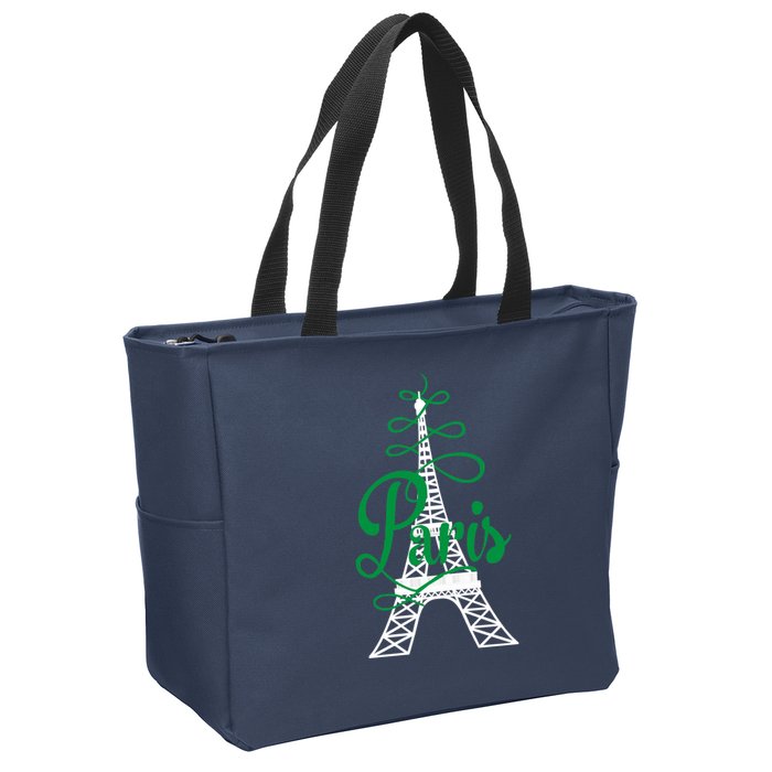 Paris Script Eiffel Tower French France Zip Tote Bag