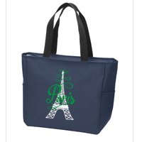 Paris Script Eiffel Tower French France Zip Tote Bag