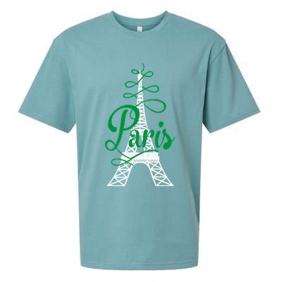Paris Script Eiffel Tower French France Sueded Cloud Jersey T-Shirt