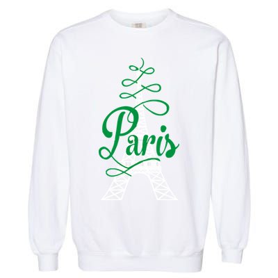 Paris Script Eiffel Tower French France Garment-Dyed Sweatshirt