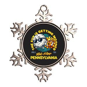 Pennsylvania Solar Eclipse Apr 8 2024 Sun Is Getting Mooned Metallic Star Ornament