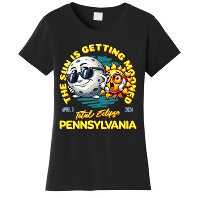 Pennsylvania Solar Eclipse Apr 8 2024 Sun Is Getting Mooned Women's T-Shirt