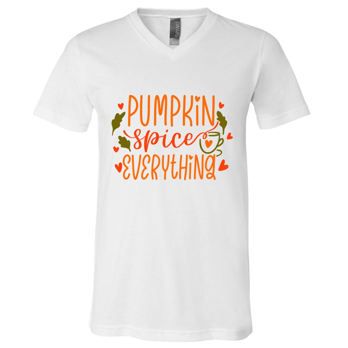 Pumpkin Spice Everything Holiday Festive V-Neck T-Shirt