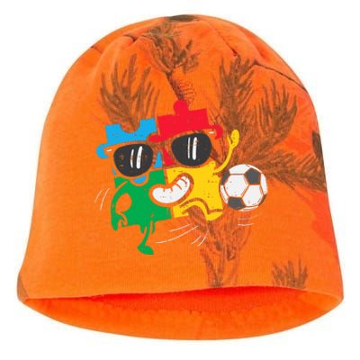 Puzzle Soccer Football Autism Awareness Sports Kati - Camo Knit Beanie