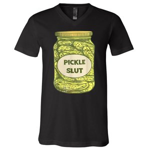 Pickle Slut Funny Canned Pickles V-Neck T-Shirt