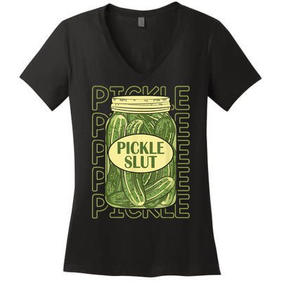 Pickle Slut Funny Pickle Slut Who Loves Pickles Women's V-Neck T-Shirt