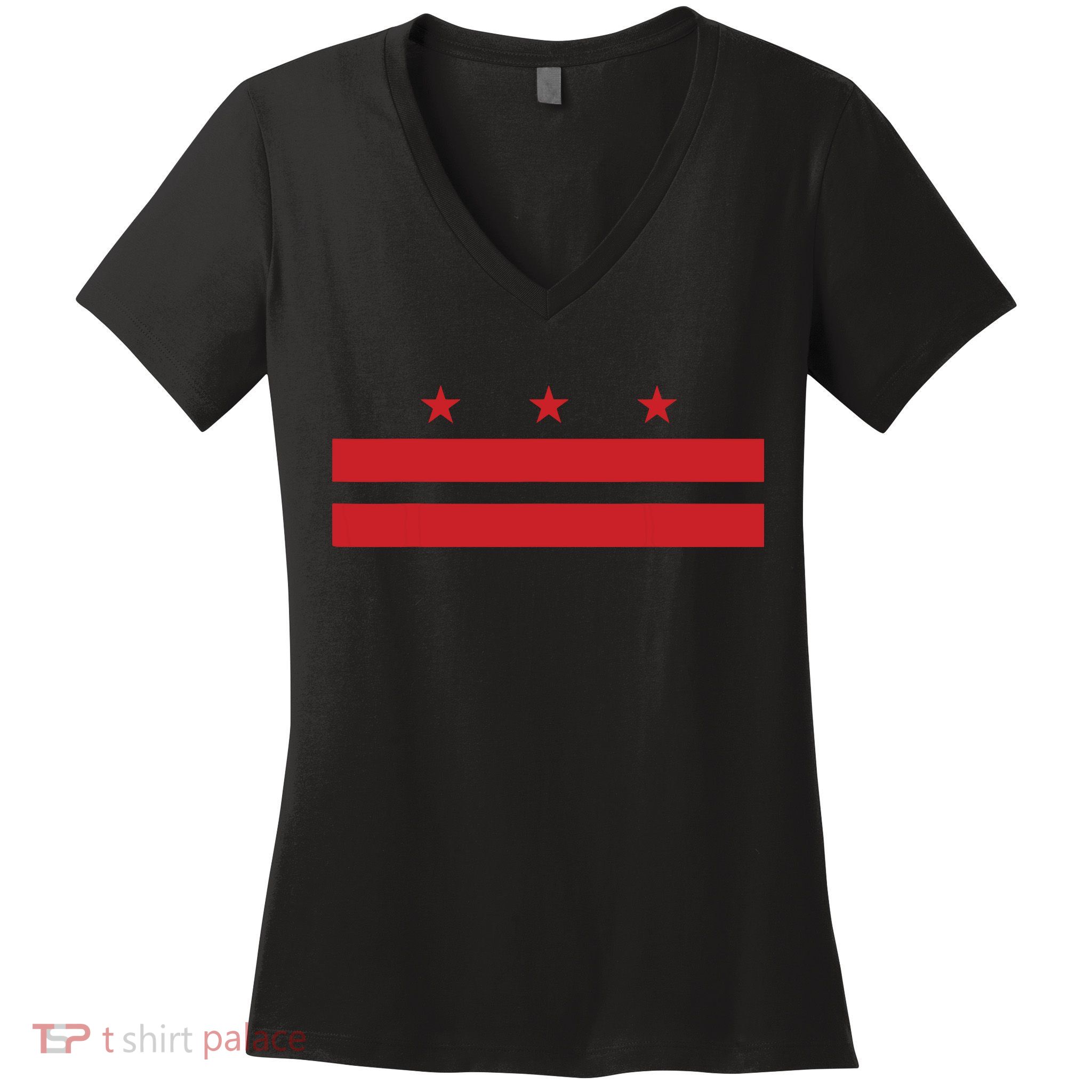 Patriotic State Flag Of Washington Dc Women's V-Neck T-Shirt