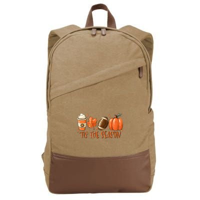Pumpkin Spice Football Tis The Season Fall Thanksgiving Gift Cotton Canvas Backpack