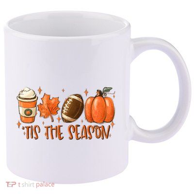 Pumpkin Spice Football Tis The Season Fall Thanksgiving Gift 11oz C Handle Ceramic Mug