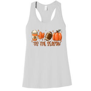 Pumpkin Spice Football Tis The Season Fall Thanksgiving Gift Women's Racerback Tank