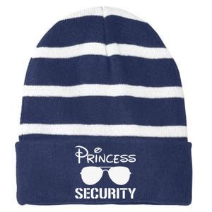 Princess Security Funny Birthday Halloween Party Design Striped Beanie with Solid Band