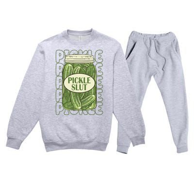 Pickle Slut Funny Pickle Lover Premium Crewneck Sweatsuit Set