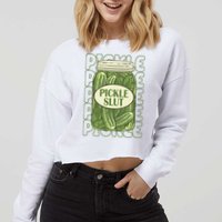 Pickle Slut Funny Pickle Lover Cropped Pullover Crew