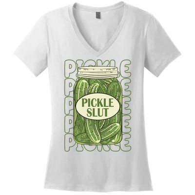 Pickle Slut Funny Pickle Lover Women's V-Neck T-Shirt
