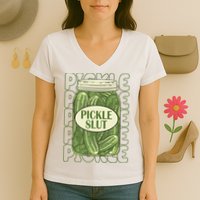 Pickle Slut Funny Pickle Lover Women's V-Neck T-Shirt