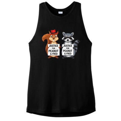 Peanut Squirrel & Fred Raccoo Justice For Peanut Wanted Ladies PosiCharge Tri-Blend Wicking Tank