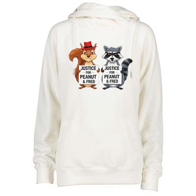 Peanut Squirrel & Fred Raccoo Justice For Peanut Wanted Womens Funnel Neck Pullover Hood