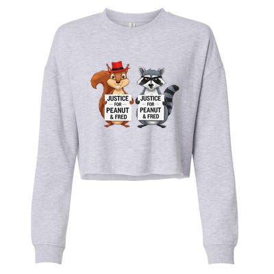 Peanut Squirrel & Fred Raccoo Justice For Peanut Wanted Cropped Pullover Crew