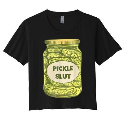 Pickle Slut Funny Canned Pickles Women's Crop Top Tee