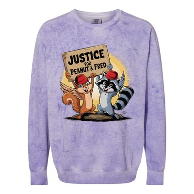 Peanut Squirrel & Fred Raccoo Justice For Peanut Wanted Colorblast Crewneck Sweatshirt