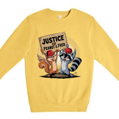 Peanut Squirrel & Fred Raccoo Justice For Peanut Wanted Premium Crewneck Sweatshirt