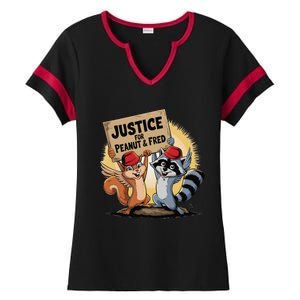 Peanut Squirrel & Fred Raccoo Justice For Peanut Wanted Ladies Halftime Notch Neck Tee