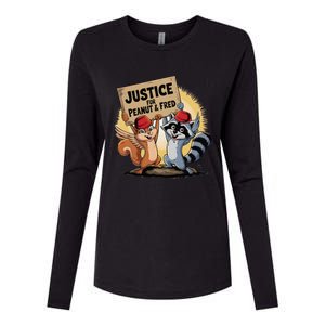 Peanut Squirrel & Fred Raccoo Justice For Peanut Wanted Womens Cotton Relaxed Long Sleeve T-Shirt