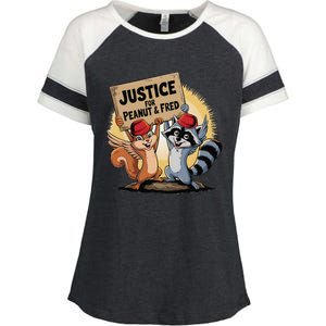 Peanut Squirrel & Fred Raccoo Justice For Peanut Wanted Enza Ladies Jersey Colorblock Tee