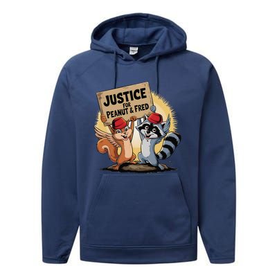 Peanut Squirrel & Fred Raccoo Justice For Peanut Wanted Performance Fleece Hoodie