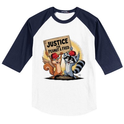 Peanut Squirrel & Fred Raccoo Justice For Peanut Wanted Baseball Sleeve Shirt