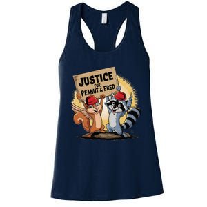 Peanut Squirrel & Fred Raccoo Justice For Peanut Wanted Women's Racerback Tank