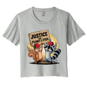 Peanut Squirrel & Fred Raccoo Justice For Peanut Wanted Women's Crop Top Tee