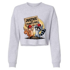 Peanut Squirrel & Fred Raccoo Justice For Peanut Wanted Cropped Pullover Crew