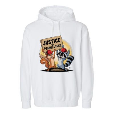 Peanut Squirrel & Fred Raccoo Justice For Peanut Wanted Garment-Dyed Fleece Hoodie