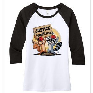 Peanut Squirrel & Fred Raccoo Justice For Peanut Wanted Women's Tri-Blend 3/4-Sleeve Raglan Shirt