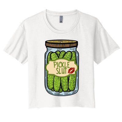 Pickle Slut Funny Pickle Slut Who Loves Pickles Apaprel Women's Crop Top Tee