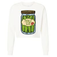 Pickle Slut Funny Pickle Slut Who Loves Pickles Apaprel Cropped Pullover Crew