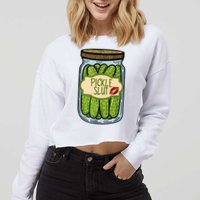 Pickle Slut Funny Pickle Slut Who Loves Pickles Apaprel Cropped Pullover Crew