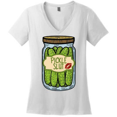 Pickle Slut Funny Pickle Slut Who Loves Pickles Apaprel Women's V-Neck T-Shirt