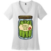 Pickle Slut Funny Pickle Slut Who Loves Pickles Apaprel Women's V-Neck T-Shirt