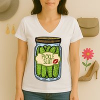 Pickle Slut Funny Pickle Slut Who Loves Pickles Apaprel Women's V-Neck T-Shirt