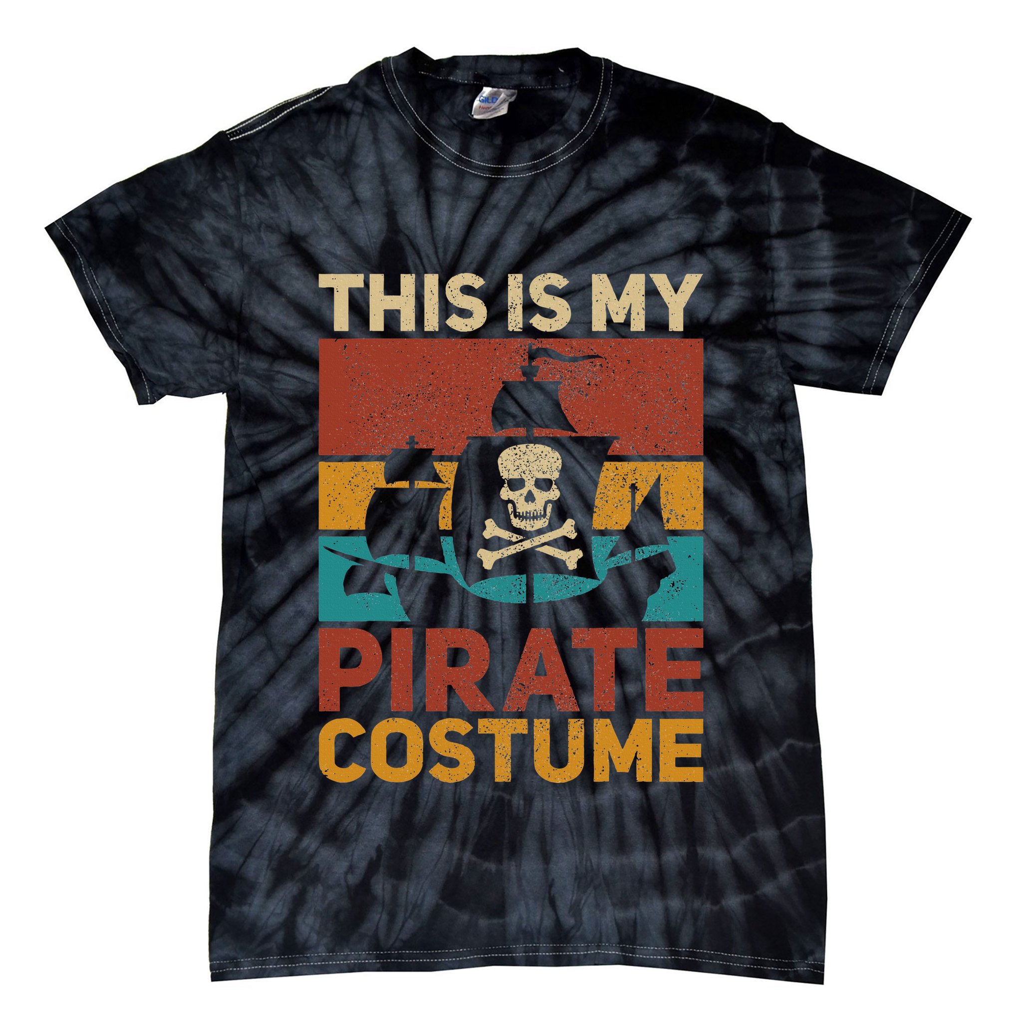 Pirate Ship Funny Pirate Outfit Pirate Costume Retro Pirate Tie-Dye T-Shirt