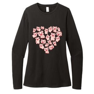 Pig Shirts For Women Girl Heart Shape Poses Cute Pig Womens CVC Long Sleeve Shirt