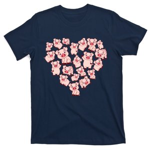 Pig Shirts For Women Girl Heart Shape Poses Cute Pig T-Shirt