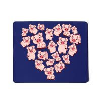 Pig Shirts For Women Girl Heart Shape Poses Cute Pig Mousepad