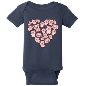 Pig Shirts For Women Girl Heart Shape Poses Cute Pig Baby Bodysuit